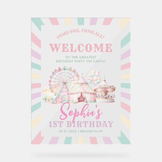 Giro Pastel Colour Carnival Circus Kindergeburtsta Acrylschild (Vorderseite)