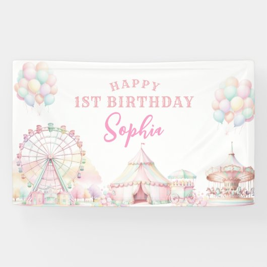 Giro Pastel Colour Carnival Circus Kindergeburtsta Banner (Horizontal)