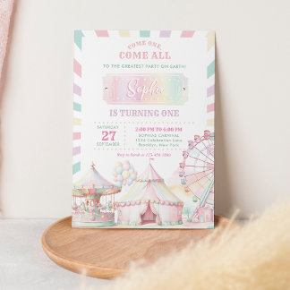 Giro Pastel Colour Carnival Circus Kindergeburtsta Einladung