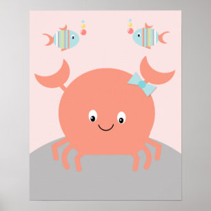 Giro Sea Ocean Life Pink Crab Art Poster