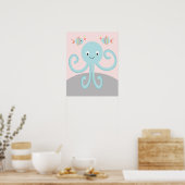 Giro Sea Ocean Life Pink Octopus Art Poster (Küche)