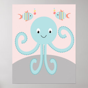 Giro Sea Ocean Life Pink Octopus Art Poster