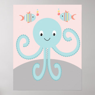 Giro Sea Ocean Life Pink Octopus Art Poster