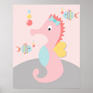 Giro Sea Ocean Life Pink Seepferd Art Poster