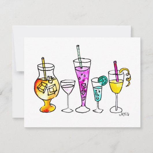 Giro Watercolor Sommercocktails Mitteilungskarten (Vorderseite)