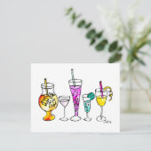 Giro Watercolor Sommercocktails Mitteilungskarten (Stehend Vorderseite)