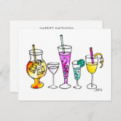 Giro Watercolor Sommercocktails Mitteilungskarten (Vorne/Hinten)