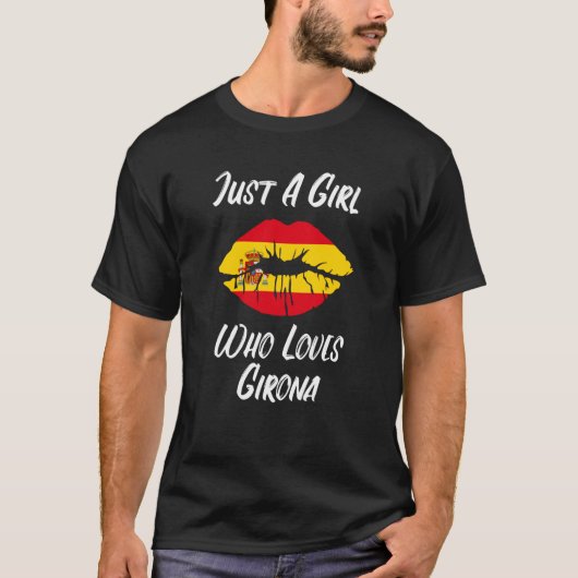 Girona Lips Mouth Love Spanish Flag T-Shirt (Vorderseite)