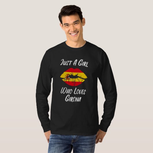 Girona Lips Mouth Love Spanish Flag T-Shirt (Vorne ganz)