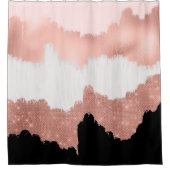 Girona Modern Rose Gold Pink Glitzer Pinselstrich Duschvorhang (Vorderseite)