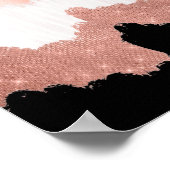 Girona Modern Rose Gold Pink Glitzer Pinselstrich Poster (Ecke)