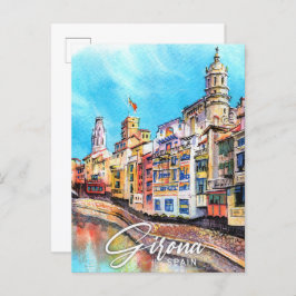 Girona Spanien Aquarellbilder Postkarte