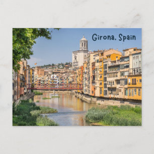 Girona, Spanien Mittelalterliche Häuser am Fluss Postkarte
