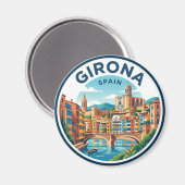 Girona, Spanien Spanien Magnet (Vorderseite/Rückseite)