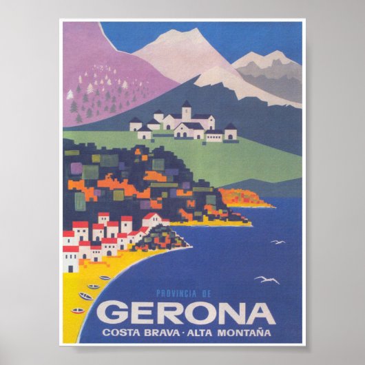 Girona Spanien Vintage Travel Poster (Vorne)