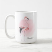Girona Tropical Pink Flamingo mit beliebigem Namen Kaffeetasse (Links)