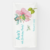 Girona Türkis Green Pink Dragonfly Geburtstag Banner (Vertikal)