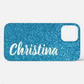 Girona Turquoise Glitzer Name Personalisiert Case-Mate iPhone Hülle (Rückseite (Horizontal))