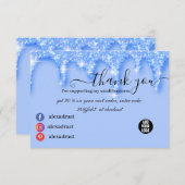 Girpping Blue Glitzer Dankeschön Card Dankeskarte (Vorne/Hinten)