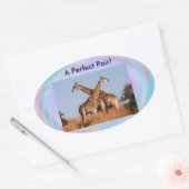 Girraffen (2) perfekte Paarsticker Ovaler Aufkleber (Umschlag)