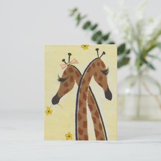 Girraffen in der Liebe Postkarte (Stehend Vorderseite)