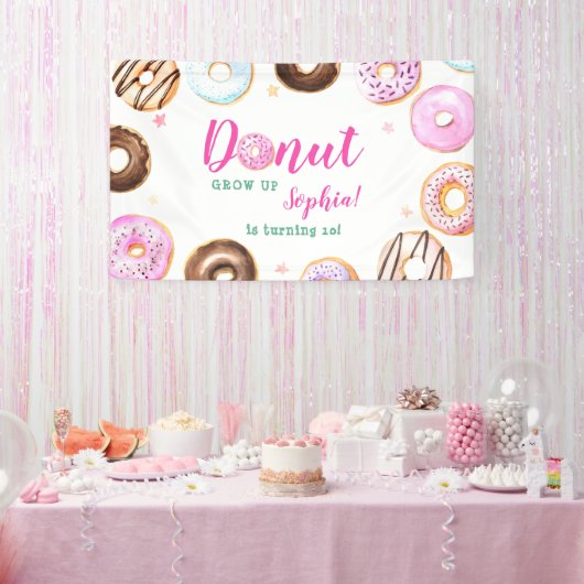 Giry Pink Aquamarin Pastel Donut Erwachsen Kinderg Banner (Party)