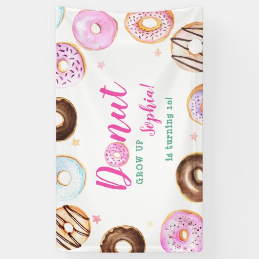 Giry Pink Aquamarin Pastel Donut Erwachsen Kinderg Banner (Vertikal)