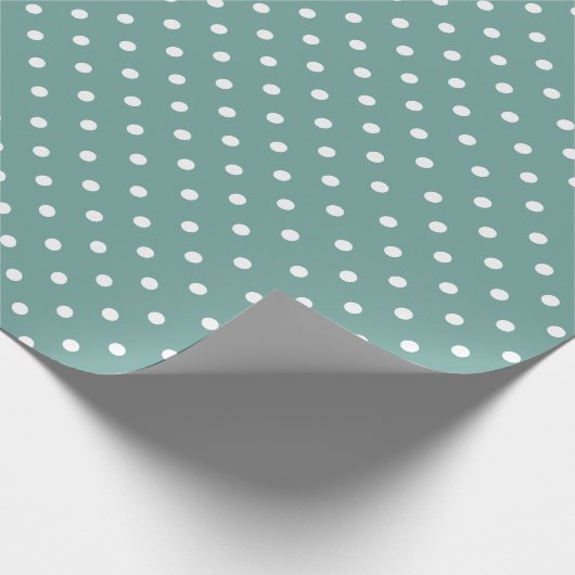 Gischtgrün| Weißes Polka - Dot - Umhüllungspapier Geschenkpapier (Ecke)
