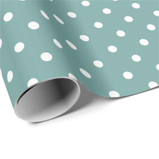 Gischtgrün| Weißes Polka - Dot - Umhüllungspapier Geschenkpapier (Rolleneckpunkt)