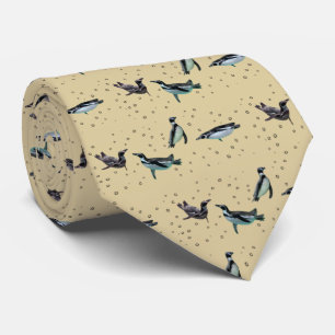 Gischtige Pinguine binden (Gold) Krawatte