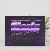 Gisela Name Vorname lila retro Karte Geburtstag (Stehend Vorderseite)