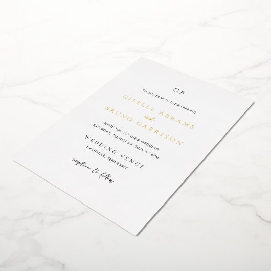 Giselle Classic Monogram Elegant Wedding Folieneinladung (Gedreht)