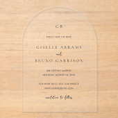 Giselle Monogram Elegant Wedding Save the Date Acryleinladungen (Vorderseite)