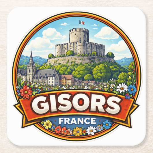 Gisors France  Rechteckiger Pappuntersetzer (Vorderseite)