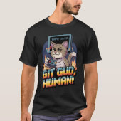 Git Gud, Mensch! - Gamer Cat Pixel Art T-Shirt (Vorderseite)
