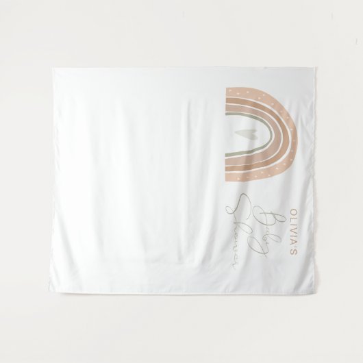 GITA Pastel Boho Rainbow Baby Shower Wandteppich (Vorderseite (Horizontal))