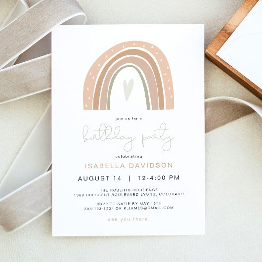 GITA Pastel Rainbow Birthday Party Einladung