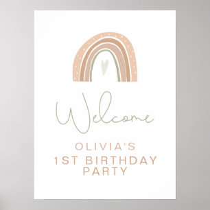 GITA Pastel Rainbow Birthday Welcome Sign Poster
