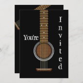 GITARERINVITATION - Akustikschwarz - Mehrzweck Einladung (Vorne/Hinten)