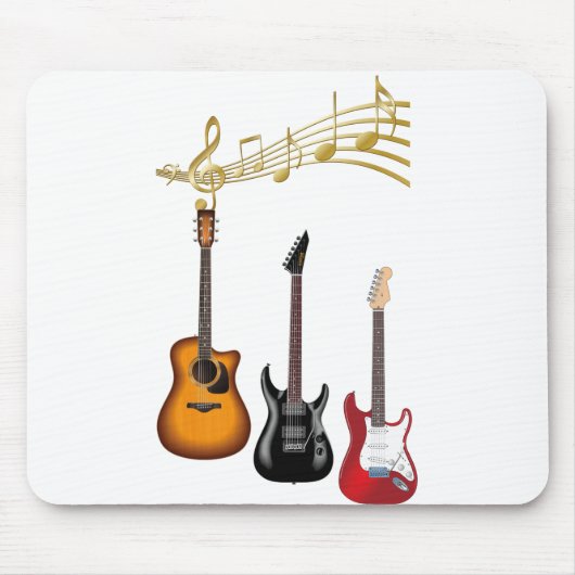 Gitarras electricas con partituras musicales mousepad (Vorne)