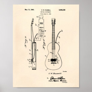 Gitarre 1941 Patent Art Old Peper Poster