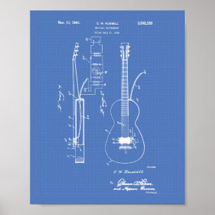 Gitarre 1941 Patent Kunst Blaupause Poster
