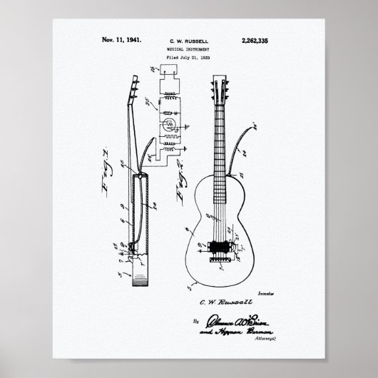 Gitarre 1941 Weißbuch zum Thema Patentkunst Poster (Vorne)