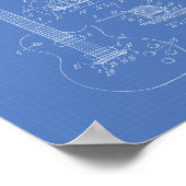 Gitarre 1955 Patentart - Blueprint Poster (Ecke)