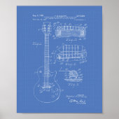 Gitarre 1955 Patentart - Blueprint Poster (Vorne)
