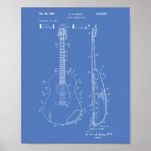 Gitarre 1969 Patent Kunst Blaupause Poster