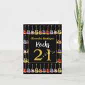 Gitarre 21. Geburtstag Schwarz und Gold Karte (Vorderseite)