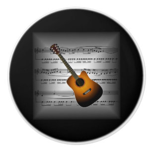 Gitarre ~ 3-D Notenen-Kissen ~ graues/schwarzes BG Keramikknauf