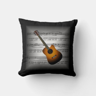 Gitarre ~ 3-D Sheet Music ~ Pillow Grau/Black ~ Kissen