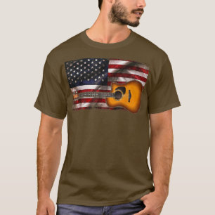 Gitarre 4. Juli Geschenke Amerikanische Flagge USA T-Shirt
